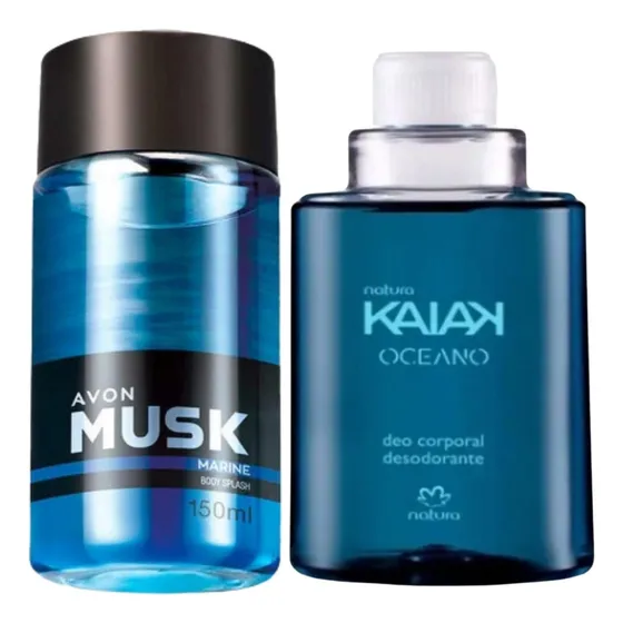 Natura Kaiak Oceano Deo Corporal Refil 100ml + Avon Musk Marine Deo Colônia 150ml
