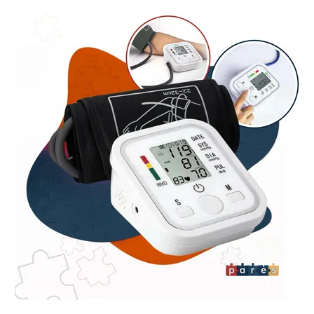 Aparelho Medidor Profissional Pressão Arterial Digital Braço Bracadeira Pulso Manguito Aparelho Medir Pressao Aferidor... Branco