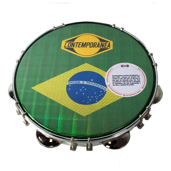Pandeiro Contemporanea 10 Profissional 31cb Brasil Branco