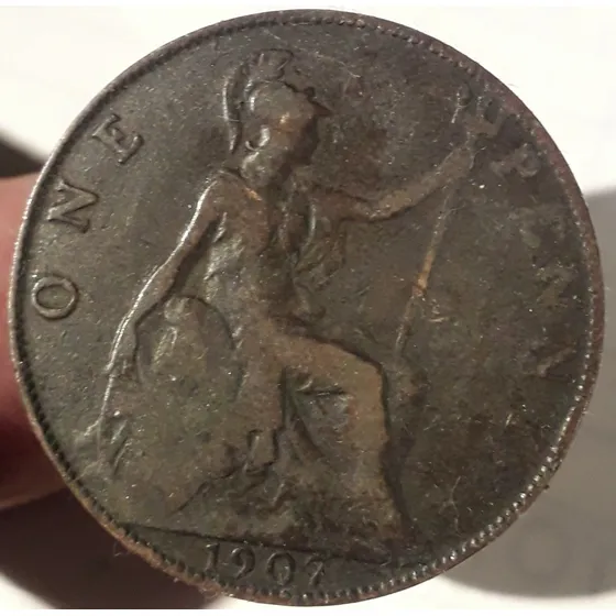 1 Penique One Penny Cobre Moneda Inglaterra 1907