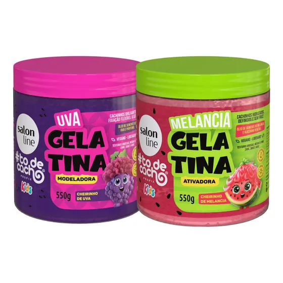 Kit 2 Gelatinas Ativador Cachos Kids Uva Melancia Salon Line