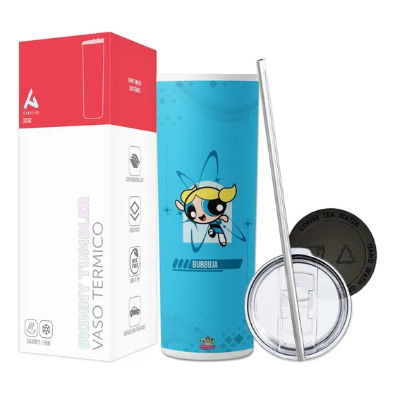 Termo Skinny Tumbler 20 Oz. Chicas Superpoderosas. Burbuja