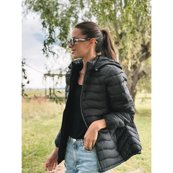 Campera Arizona Inflable Puffer Con Cierre Brillos Strass