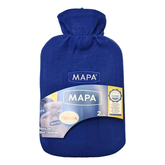Bolsa Agua Caliente Mapa Con Funda Polar Ajustable Color Azul