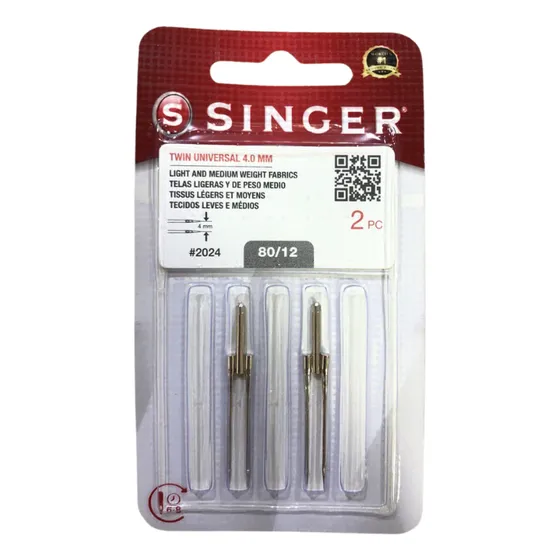 Aguja Singer Doble 4mm Blister 2 Unidades