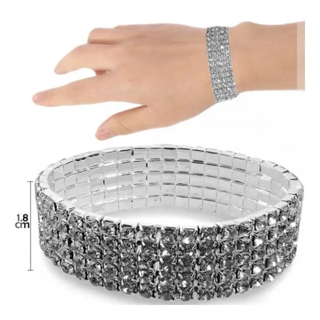Pulsera Ear Cuff Rumba Cristal Fiesta Brillantes 4 Capas