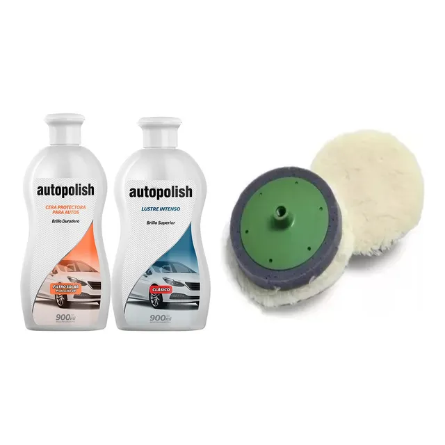Kit Pulido Lustre Autopolish+autocera+paño Pulir Pico Rojo 9