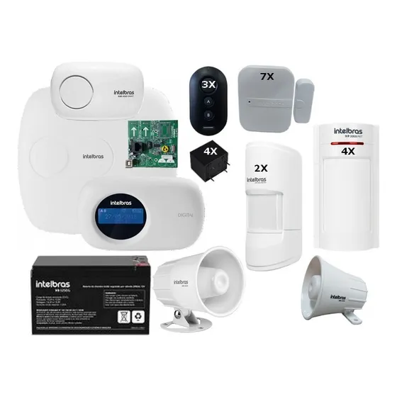 Kit Alarme Intelbras Amt 4010 Smart, Net 6 Infra Pet 6 Porta Cor Branco