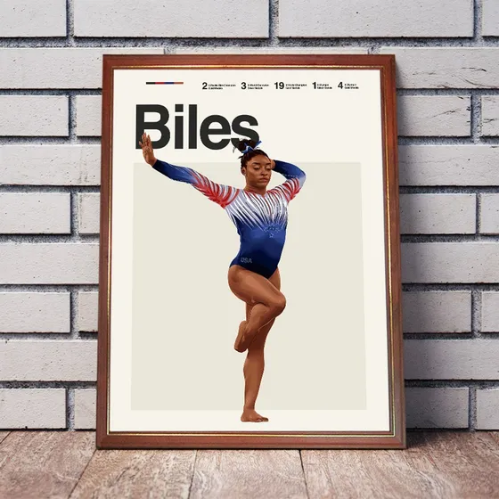 Cuadro Decorativo Poster Simone Biles Gimnasia Artística Varios
