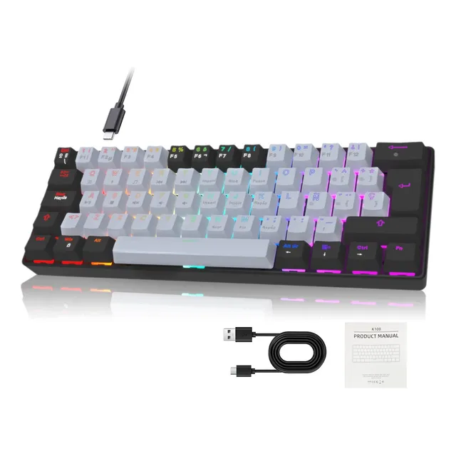 Teclado Mecánico 60% Rgb Personalizado 61 Teclas Con Cable