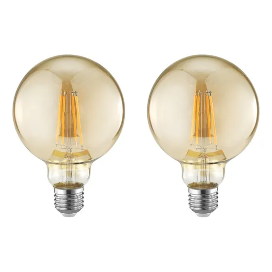 Kit 2 Lâmpadas Filamento Led G95 Globo Âmbar 4w 2300k Bivolt