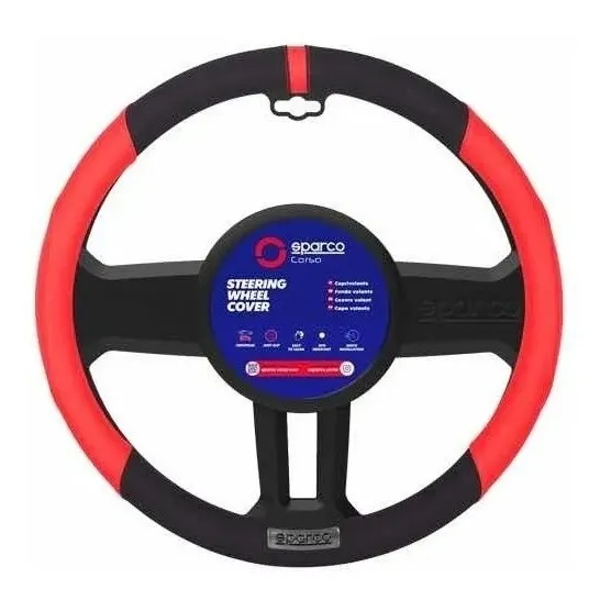 Cubre Volante Auto Universal Sparco Cuero Negro/rojo Edition
