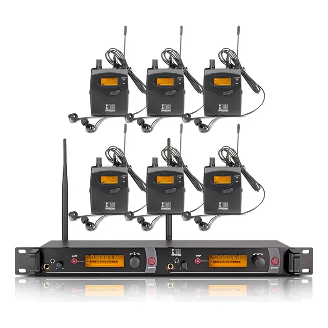Xtuga Rw2080 - Sistema De Monitoreo In-ear (2 Canales, Corporal 2/4/6/8/10, Monitoreo Con Audífonos Inalámbricos Sr2050), Negro, 6 Bodypack With Transmitter