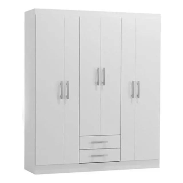 Ropero Blanco Melamina 4 Puertas 2 Cajones