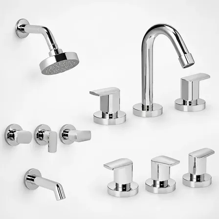 Griferia Sets Completo Hydros Viva Nova Para Baño Kit Lavatorio, Bidet y Ducha de Embutir 904211 Cromo