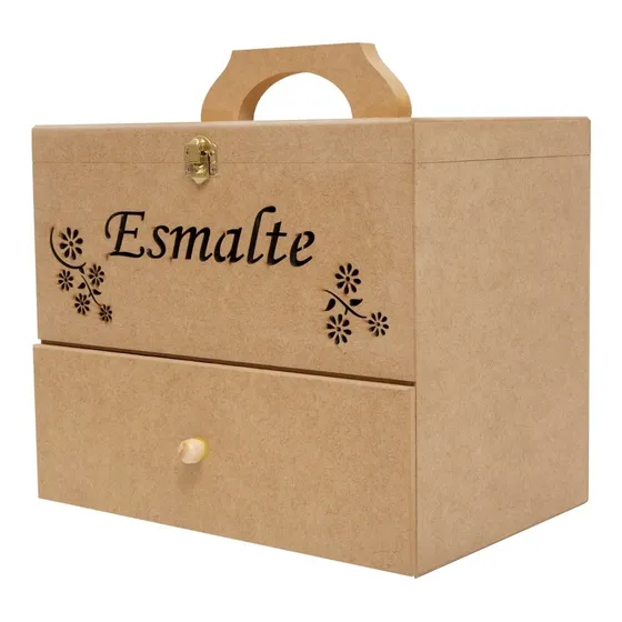 Maleta Caixa Porta Esmaltes Madeira Mdf 108 Casulos
