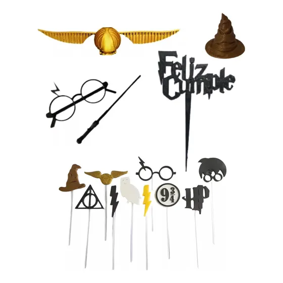 Adorno Harry Potter Decoración Torta Cumple Full Kit X6