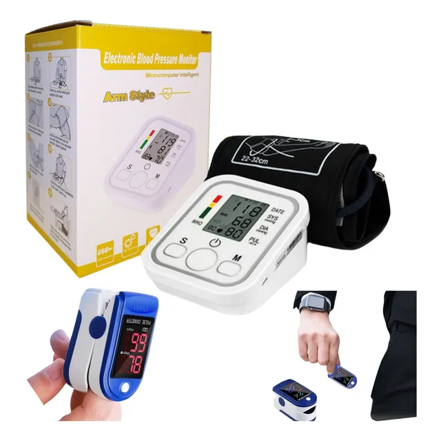 Combo Tensiometro Presion Arterial Digital Y Oximetro Pulso
