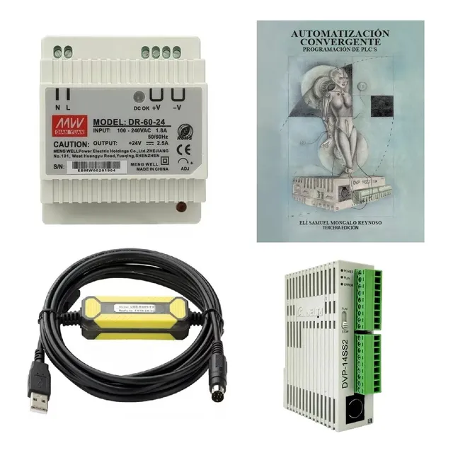 Kit Plc Dvp14ss211r + Fuente + Cable Prg + Libro Prg