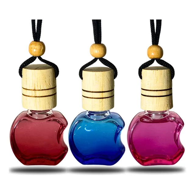 3 Cheirinhos De Carro Formato Maça Vidro Aromatizante 9ml