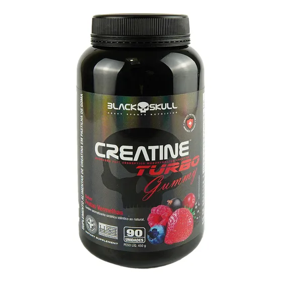 Creatina Em Gomas Doce Deliciosa Creatine Gummy Frutas Vermelhas 90 Gomas- Black Skull