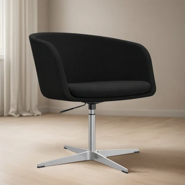 Poltrona Boom Negro Base Cross Acolchada Ofideas Paño Gris Negro