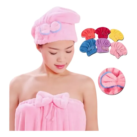 Touca Para Seca Cabelo Mágica De Banho Absorvente Toalha