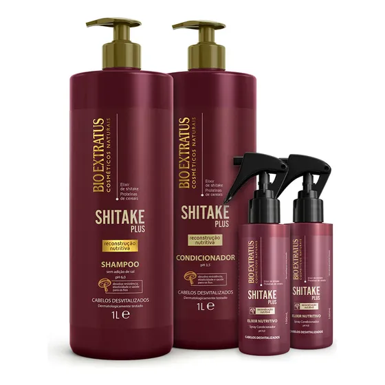 Kit Shitake (1l) Shampoo, Condicionador E Elixir Nutritivo