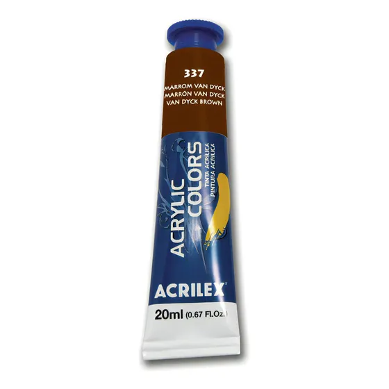 Pintura acrílica Acrilex, 20 ml, colores acrílicos, lienzo y otros colores 337, Van Dyck Brown