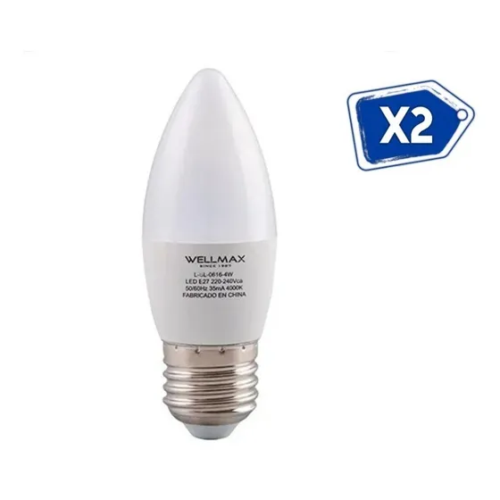 Bombillo Led Tipo Vela 5w Edison C37 Wellmax 6500k E27 