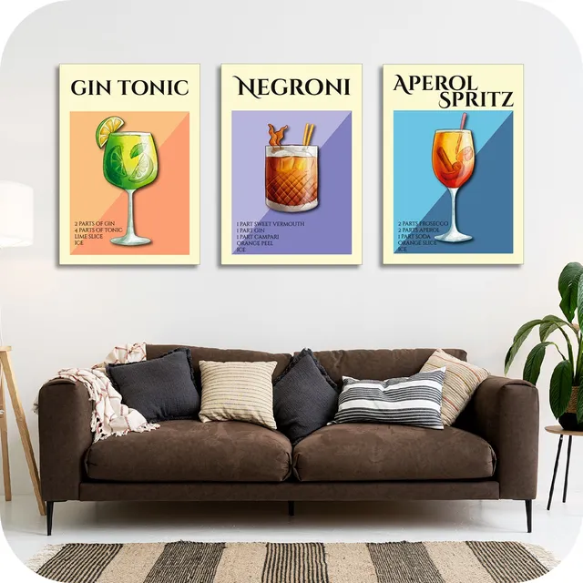 Cuadro Moderno Bar Tragos Cocktail Barra Gin Negroni Aperol