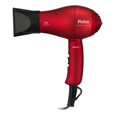 Secador De Cabelo Titanium Travel 1000w Philco Bivolt Vermelho