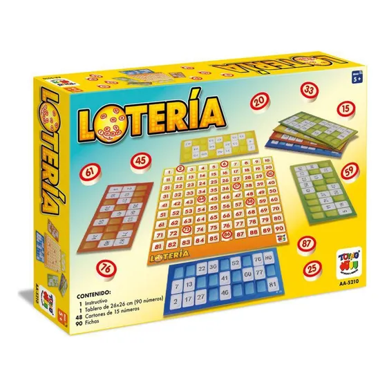 Juego De Mesa Toyng Lotería Fichas De Madera 48 Cartones