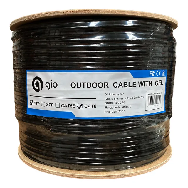 Gio Bobina Cable De Red Ftp Cat6 Con Gel Utp Blindado Con Malla Y Tierra Para Exterior 305mts