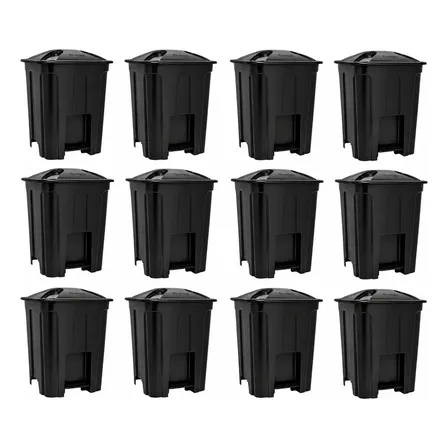 Kit 12 Lixeiras 15 Litros Escritorio Banheiro Eventos Preto