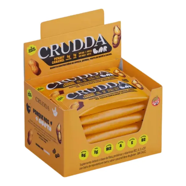 Crudda Bar Caja Barrita Sabor Peanut Caramel Sin Tacc Vegan 10u