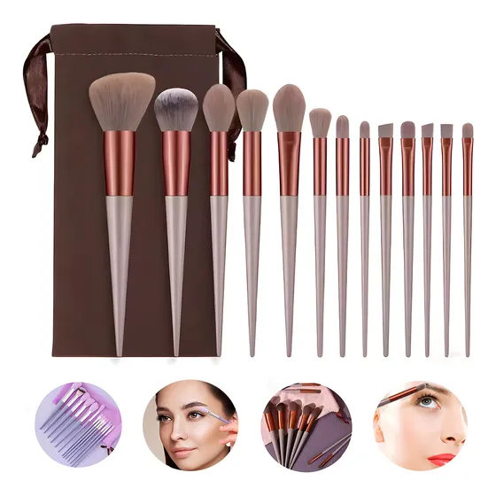 Genérica Set 13 piezas de brochas marrones para maquillaje Brochas Para Maquillaje Brochas Maquillaje Profesiona