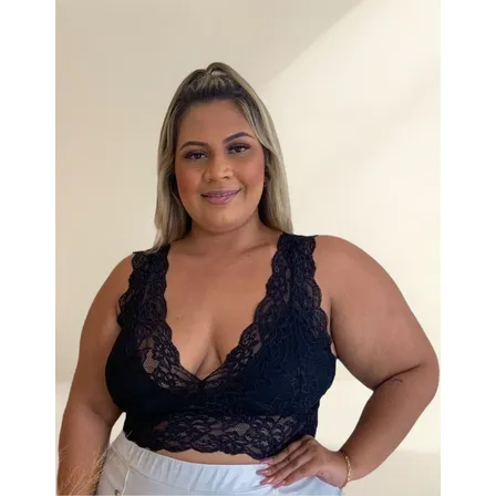 Top Cropped Plus Size Renda Sexy Tamanho Grande (lia)