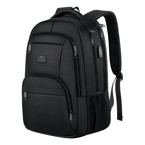 Mochila Notebook 15,6 Masculina Grande Capacidade Impermeável Antifurto Reforçada Executiva USB Trabalho Viagem Escolas, Matein 1331 Preta