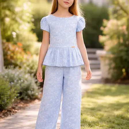 Conjunto Infantil Menina Pantalona Estampada Soltinho Chic