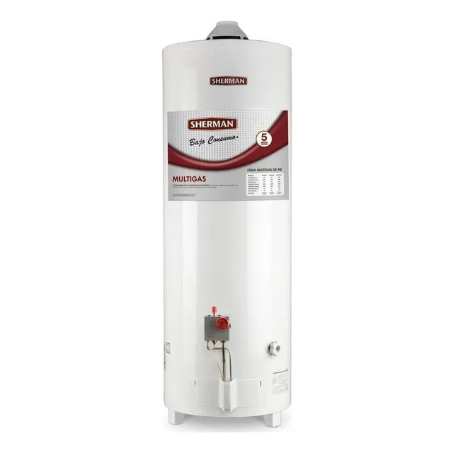 Termotanque 80 Lts Sherman Tpgp080msh13 Gas Conex Sup De Pie Color Blanco