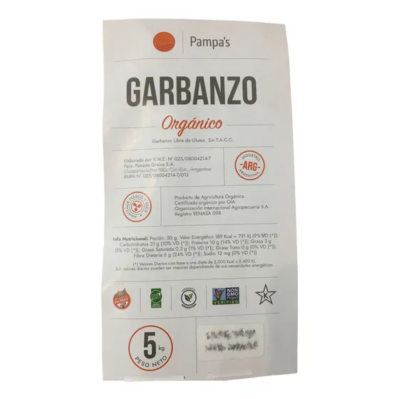 Garbanzo Orgánico Pampa's Grains 1kg -fraccionado-