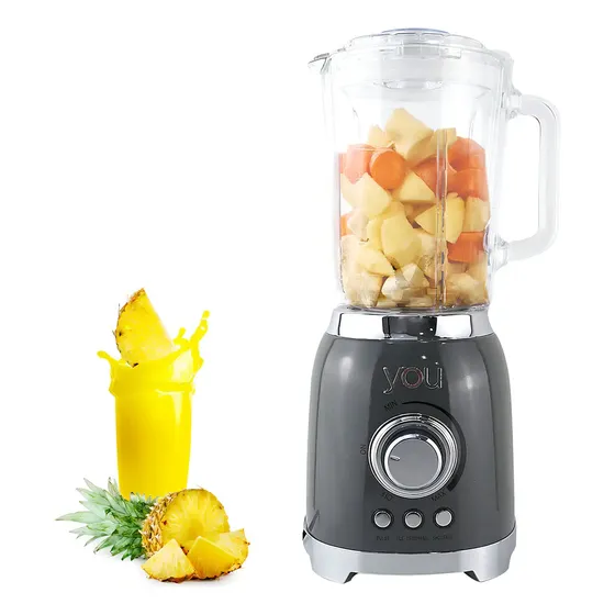 Licuadora YOU Retro 600W 3 Velocidades Vaso Vidrio 1.5L Gris