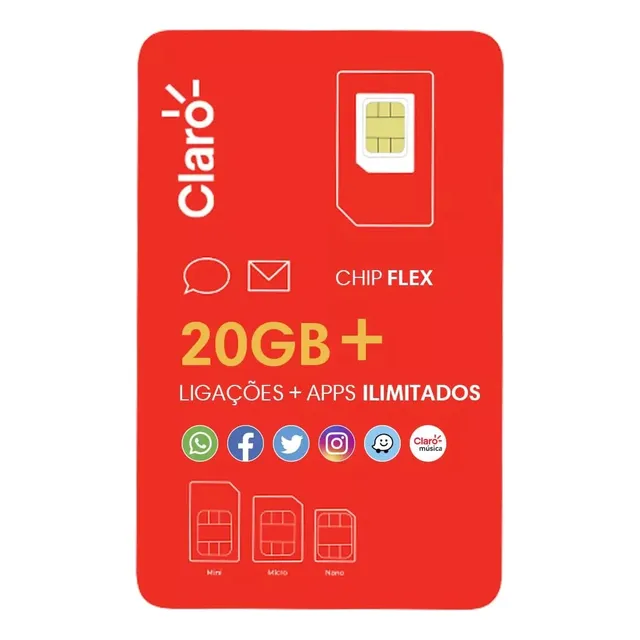 Chip Flex Com 20gb De Internet + Ligações + Apps Ilimitados