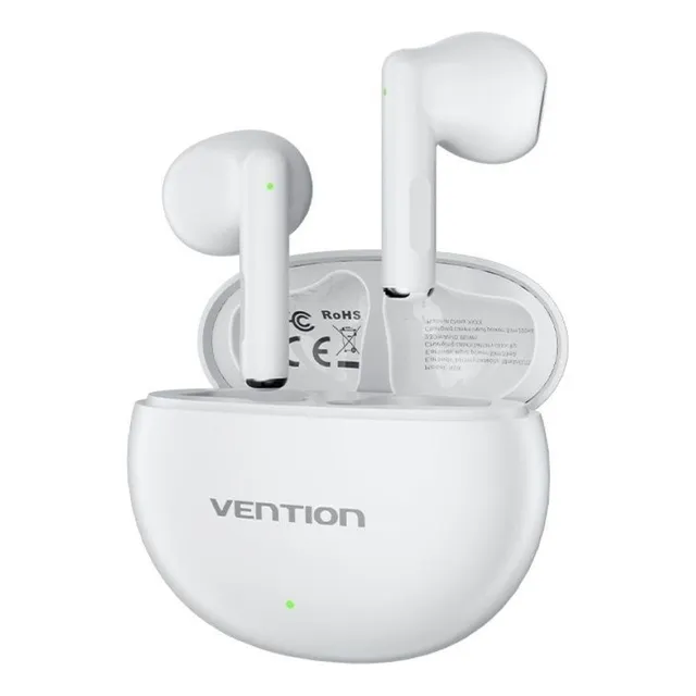 Auriculares Bluetooth Vention - Elf E06 - Blanco - Inalambricos - In-ear Cancelacion De Ruido - Bateria 22 Horas - Resistente Al Agua Ipx4 - Manos Libres Portatil Led Estereo Tactil Microfono - Nbkw0