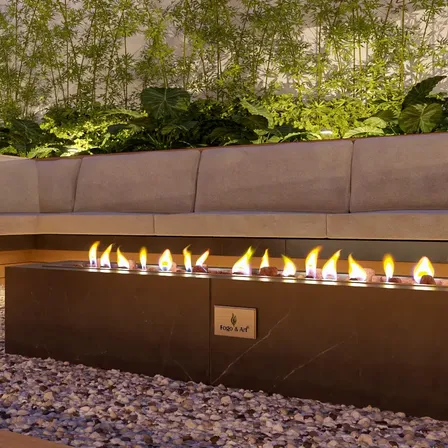Lareira Fire Pit A Gás Retangular 100 Cm Externa Fogo E Art