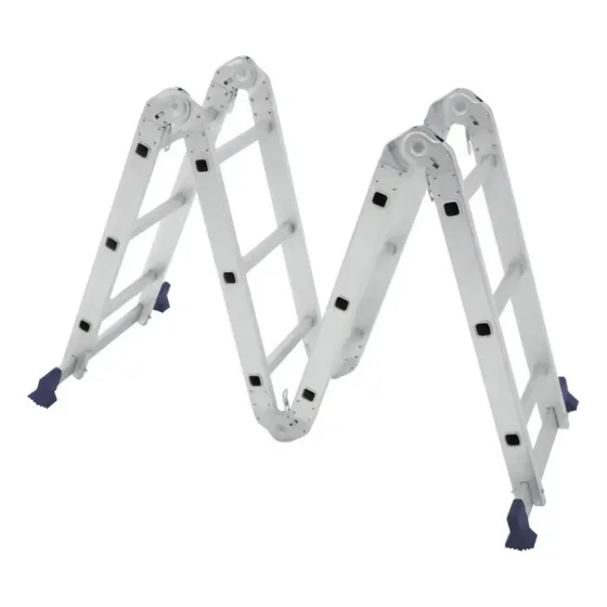Escalera multifuncional de aluminio Mor 4x3, color plateado