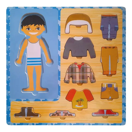 Juego De Encastre De Madera Ropa Nene