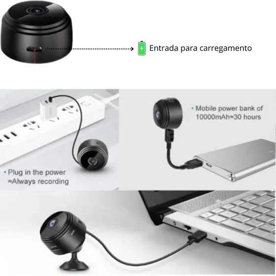 Kit 2 Mini Câmera Espiã Visão Noturna Gravador De Voz Wifi