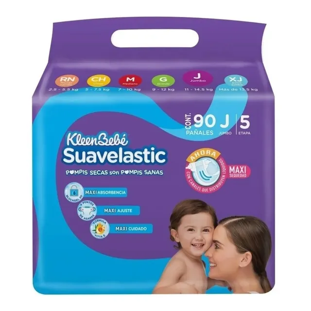 Pañales Etapa 5 Jumbo Kleen Bebe Suavelastic 90pzs7